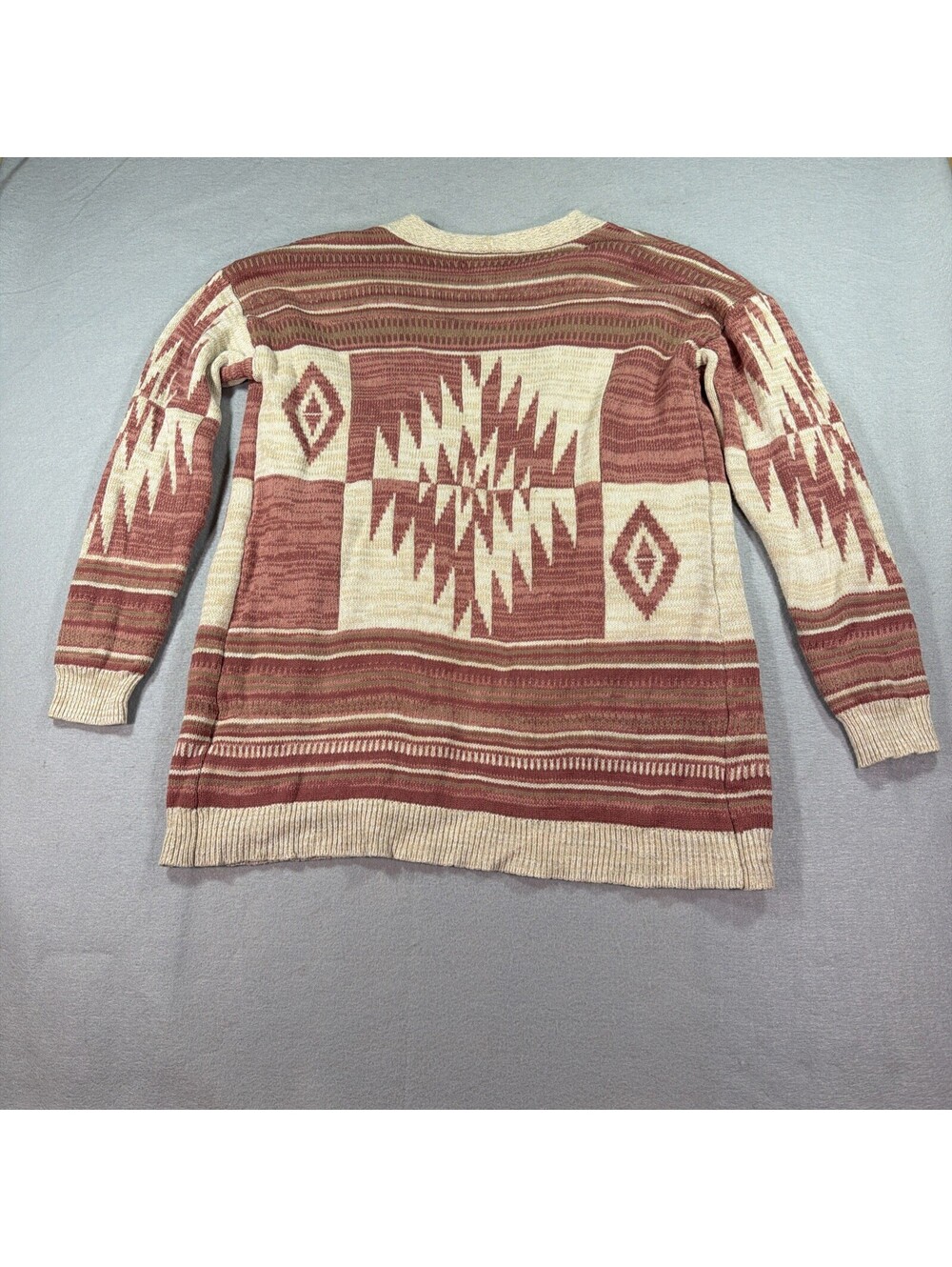 Lucky Brand Heritage Cardigan S Southwestern Aztec Open Front Knit Sweater 0201 - Picture 8 of 10